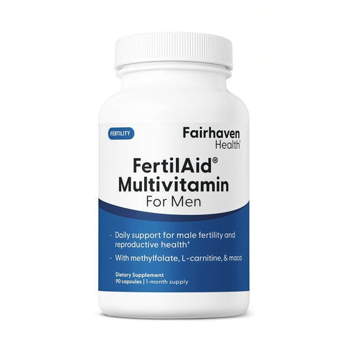 Fairhaven Health FertilAid for Men Fertility Supplements for Men | Count and Motility Support Pre-Conception for Him | Male Fertility Support Includes L-carnitine, Zinc, and Folate | 90 Capsules